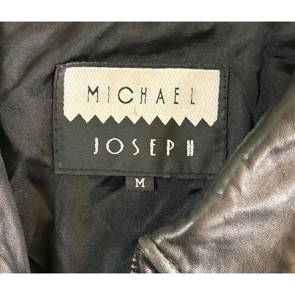 Vintage Michael Joseph Women’s Genuine Leather Black Bomber Zip Jacket Size M - Picture 6 of 8